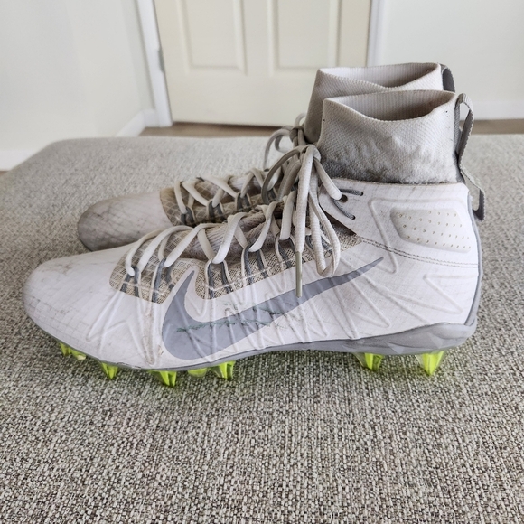 Nike Alpha Huarache 7 Elite Molded Cleat White Gray Volt Mens Size 14 - Picture 4 of 7